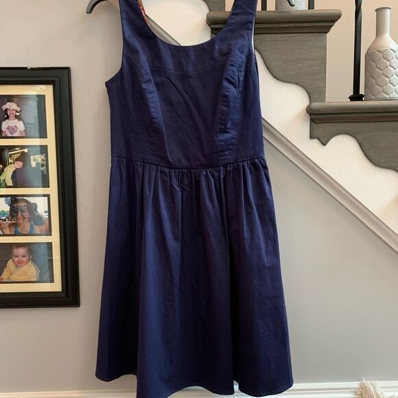 Oleg Cassini Navy Bow Back Sleeveless Dress sz 4 - Picture 1 of 6